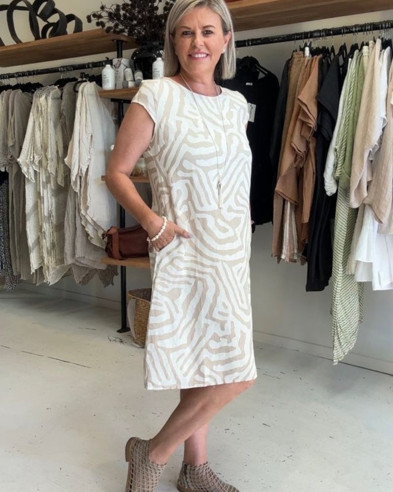 Noelia™ - Vestido de verano con cuello redondo y un bonito estampado