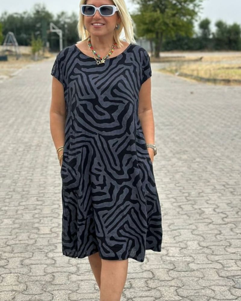 Noelia™ - Vestido de verano con cuello redondo y un bonito estampado