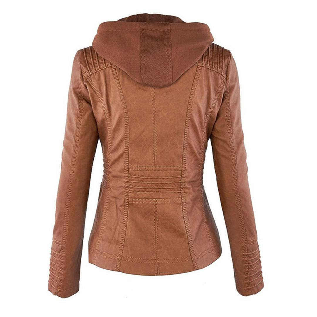 Paula | Chaqueta de cuero moderna con capucha