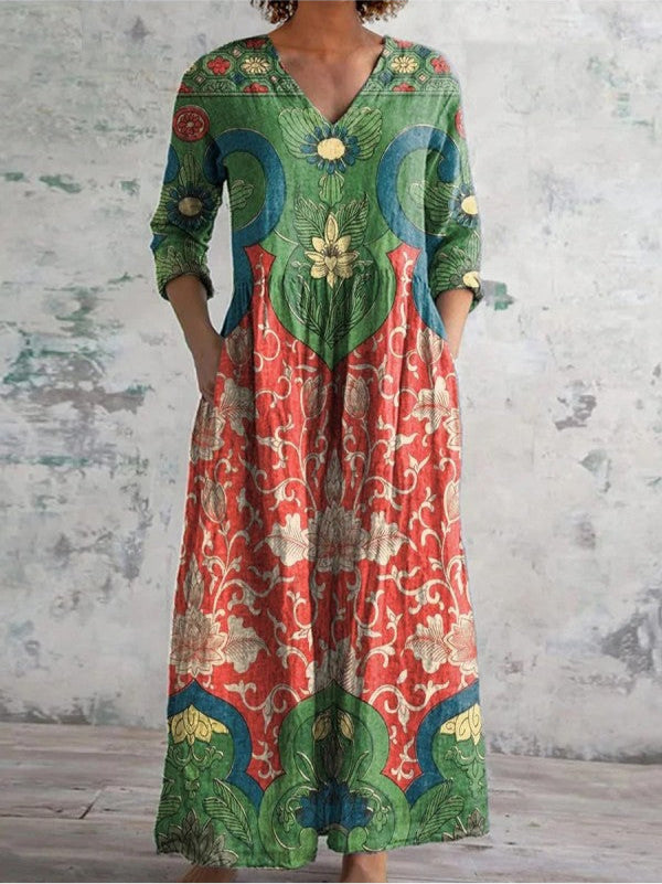 Celeste | Vestido largo con estampado floral vintage