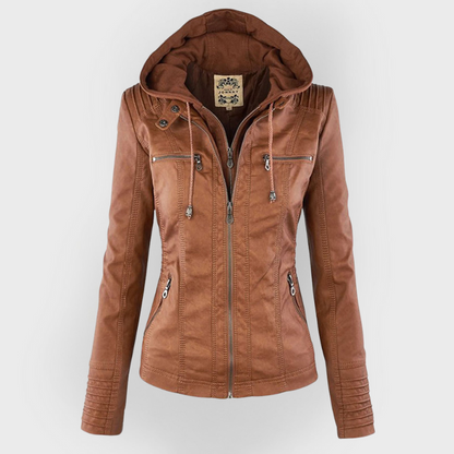 Paula | Chaqueta de cuero moderna con capucha