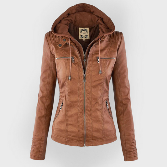 Paula | Chaqueta de cuero moderna con capucha