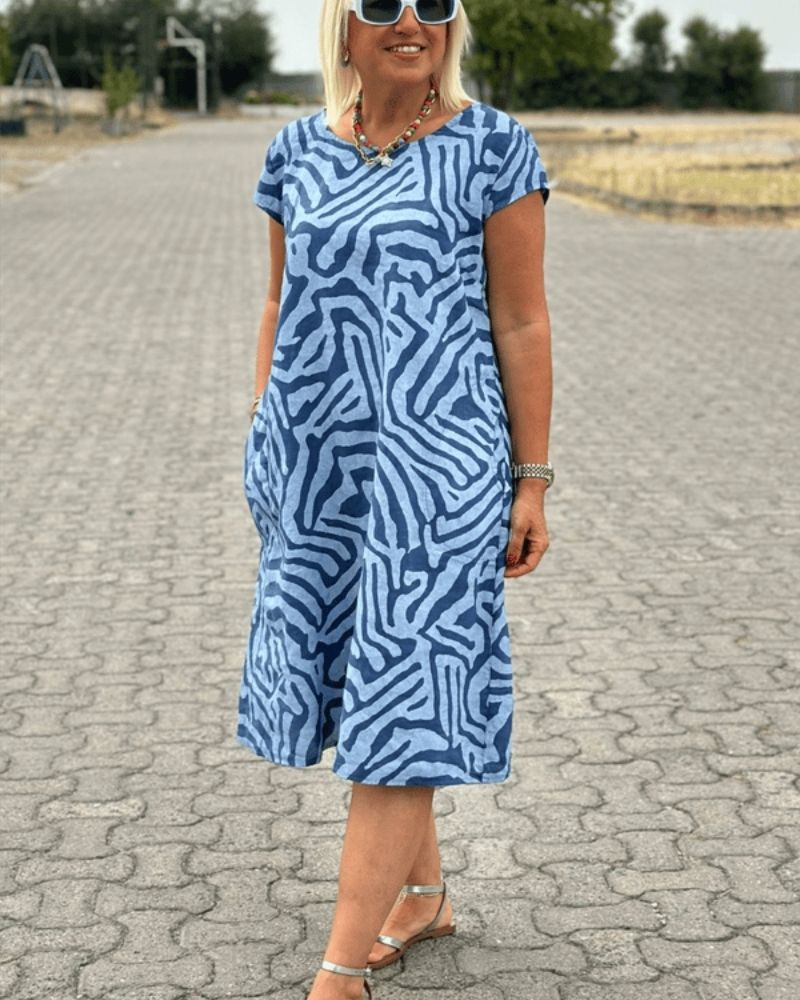 Noelia™ - Vestido de verano con cuello redondo y un bonito estampado