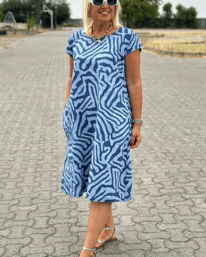 Noelia™ - Vestido de verano con cuello redondo y un bonito estampado