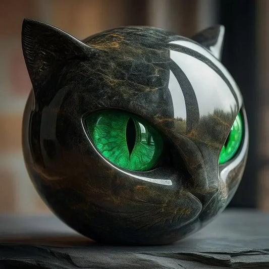 Charm | Escultura repelente de malas auras figura cabeza de gato negro