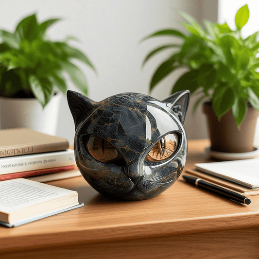 Charm | Escultura repelente de malas auras figura cabeza de gato negro