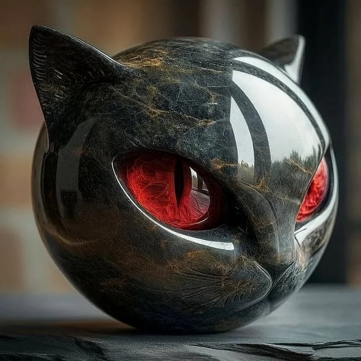 Charm | Escultura repelente de malas auras figura cabeza de gato negro