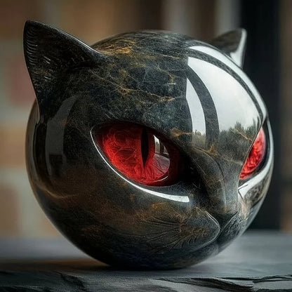 Charm | Escultura repelente de malas auras figura cabeza de gato negro