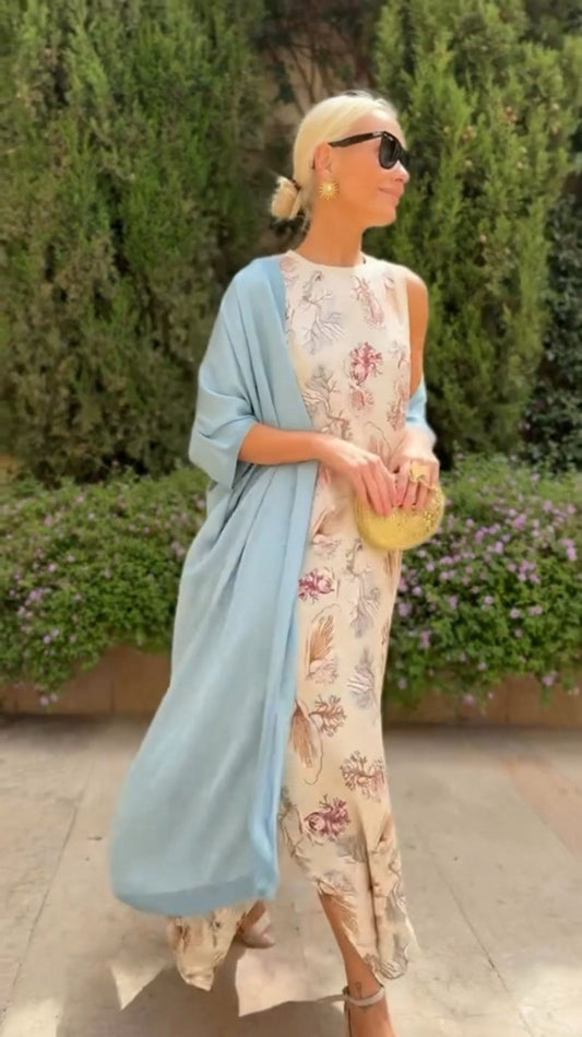 Lunaire | Elegante vestido largo con chal a juego