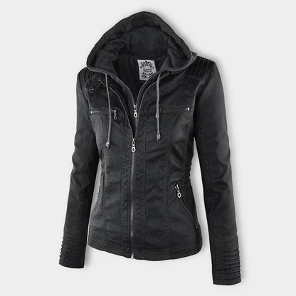Paula | Chaqueta de cuero moderna con capucha