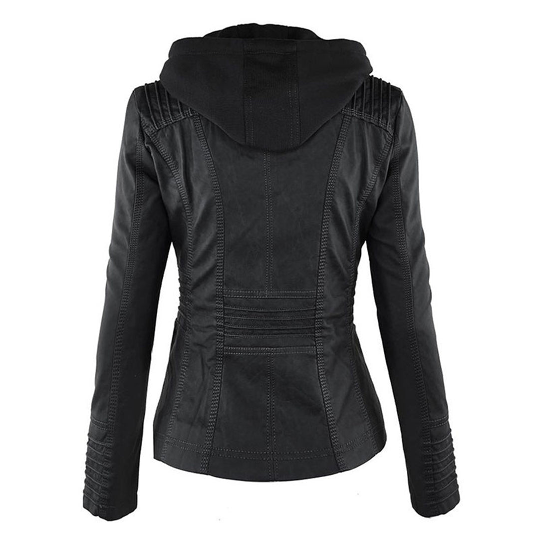 Paula | Chaqueta de cuero moderna con capucha