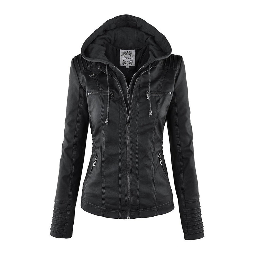 Paula | Chaqueta de cuero moderna con capucha