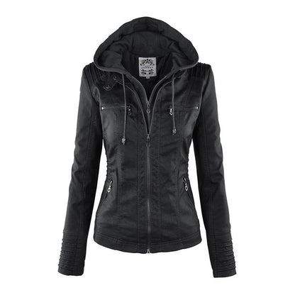 Paula | Chaqueta de cuero moderna con capucha