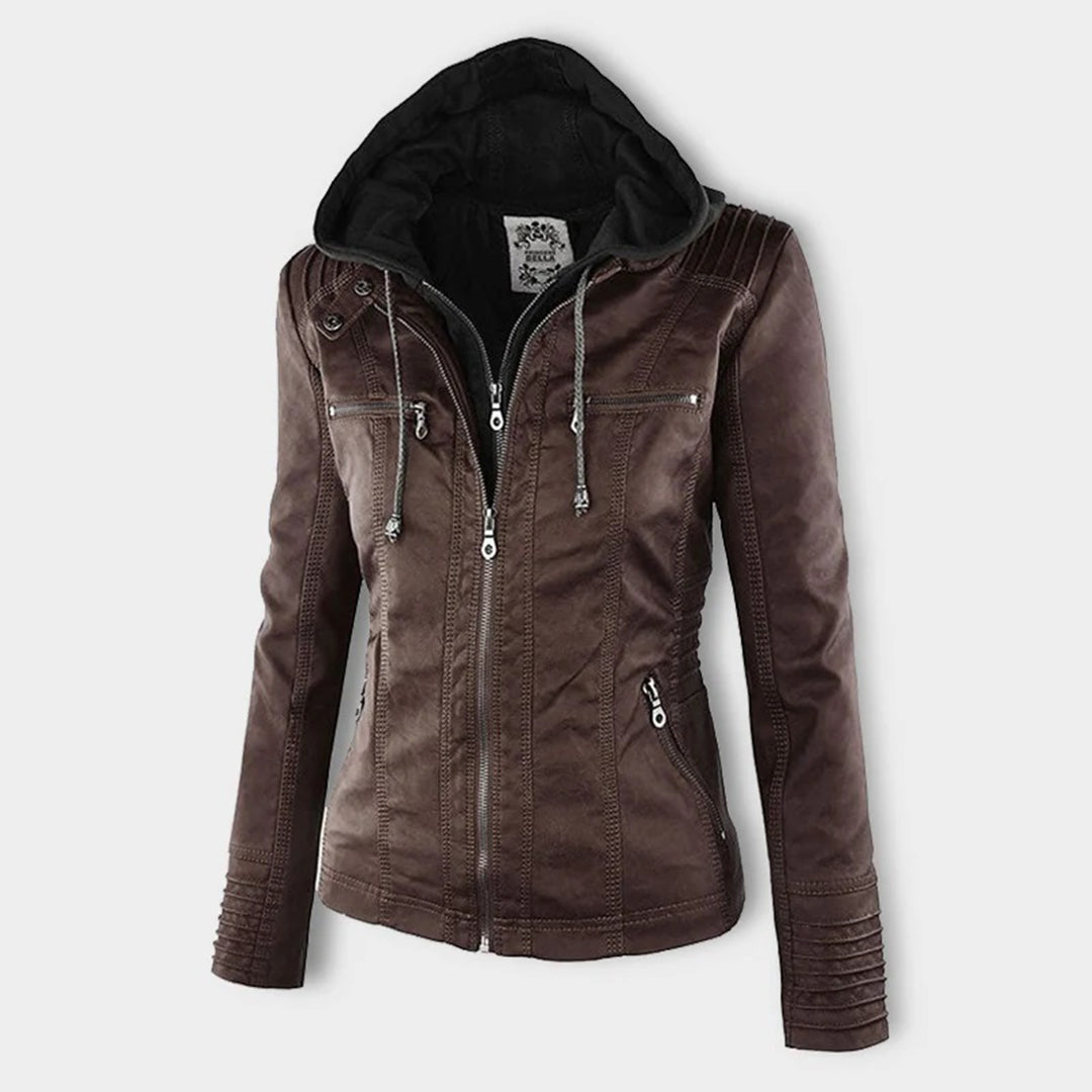 Paula | Chaqueta de cuero moderna con capucha