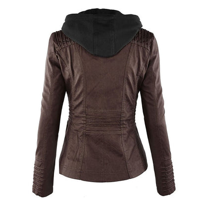 Paula | Chaqueta de cuero moderna con capucha