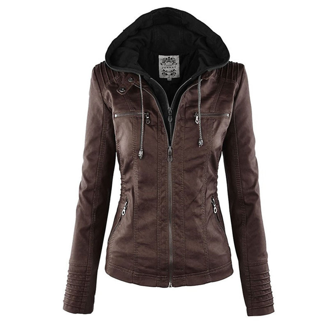 Paula | Chaqueta de cuero moderna con capucha