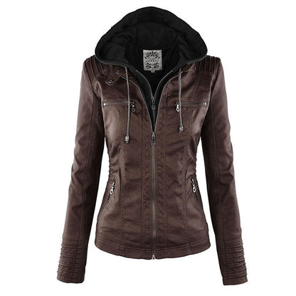 Paula | Chaqueta de cuero moderna con capucha