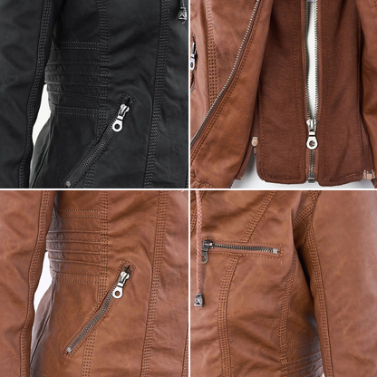 Paula | Chaqueta de cuero moderna con capucha