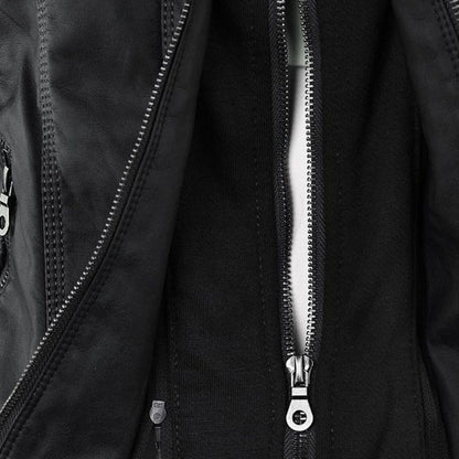 Paula | Chaqueta de cuero moderna con capucha