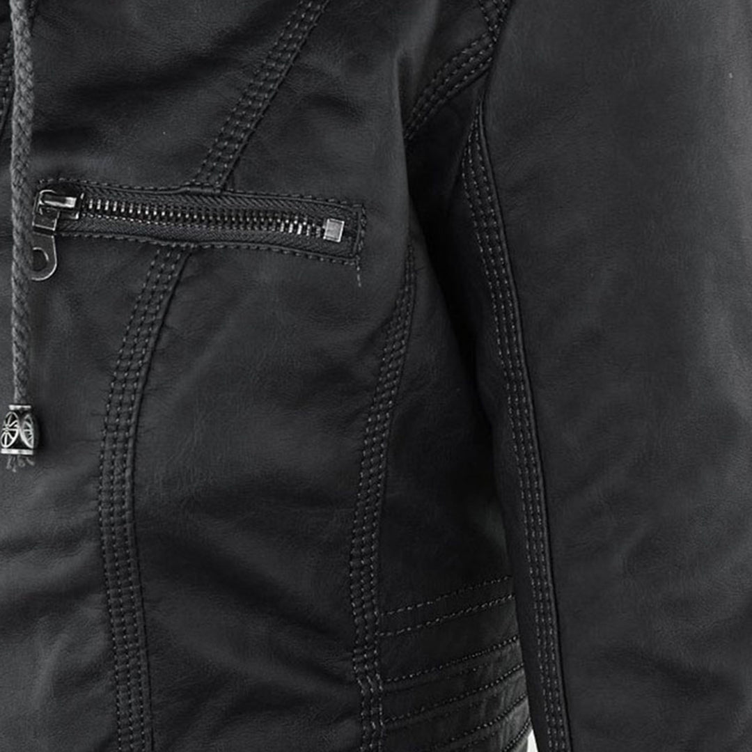 Paula | Chaqueta de cuero moderna con capucha