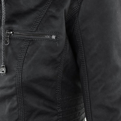 Paula | Chaqueta de cuero moderna con capucha
