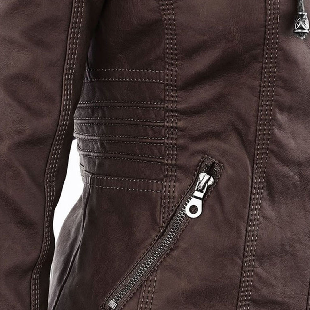Paula | Chaqueta de cuero moderna con capucha