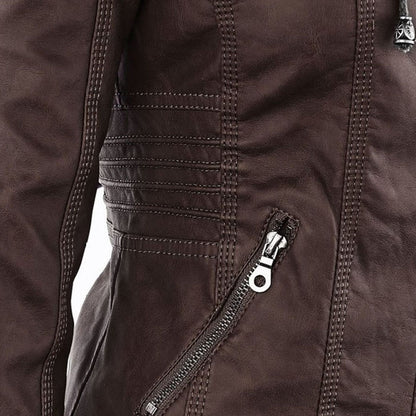 Paula | Chaqueta de cuero moderna con capucha