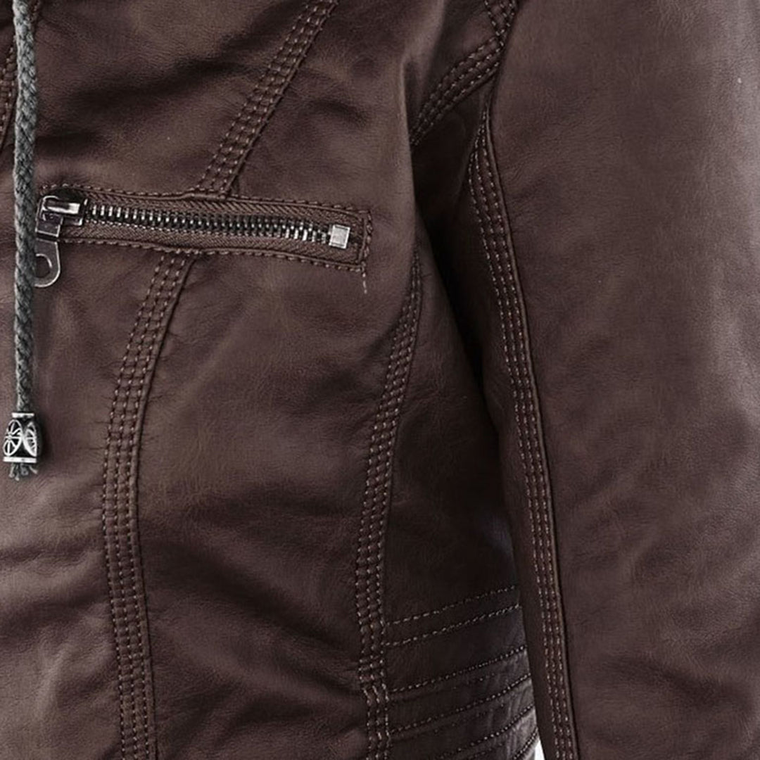 Paula | Chaqueta de cuero moderna con capucha