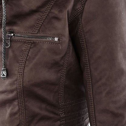 Paula | Chaqueta de cuero moderna con capucha