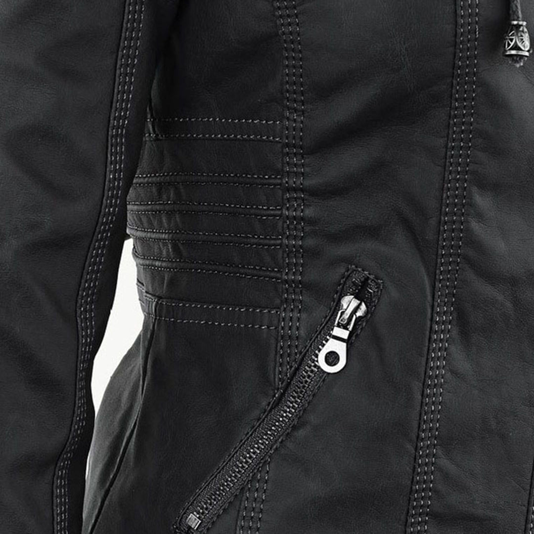 Paula | Chaqueta de cuero moderna con capucha