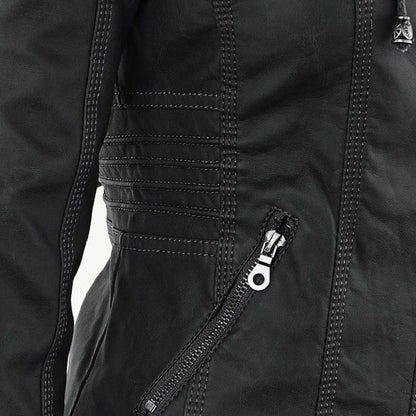 Paula | Chaqueta de cuero moderna con capucha