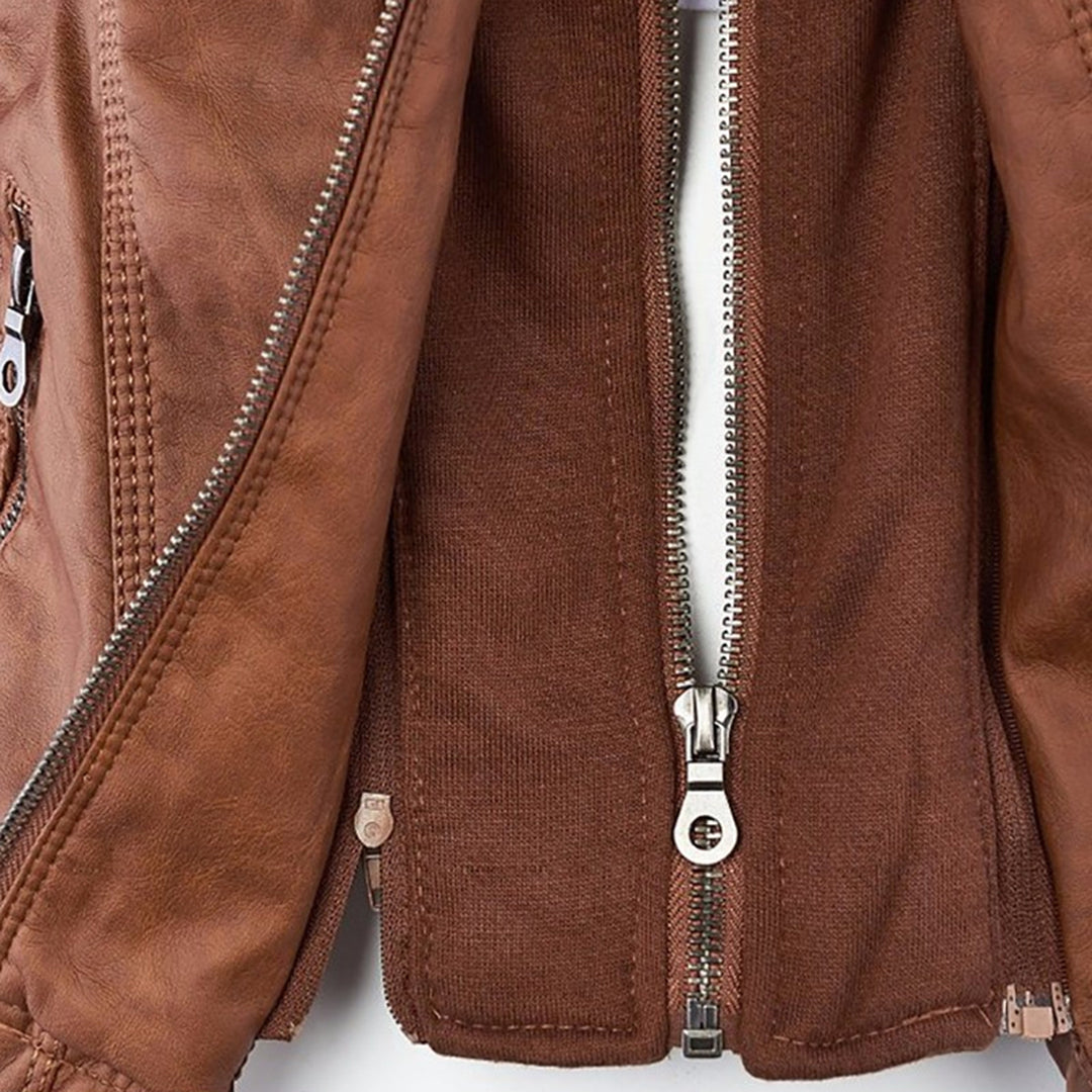Paula | Chaqueta de cuero moderna con capucha