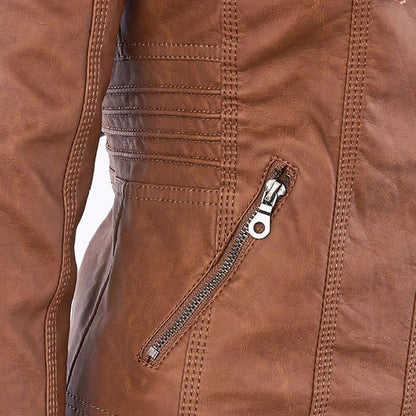 Paula | Chaqueta de cuero moderna con capucha