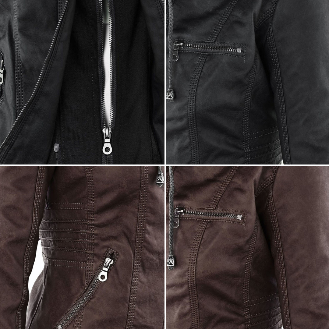 Paula | Chaqueta de cuero moderna con capucha