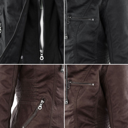 Paula | Chaqueta de cuero moderna con capucha