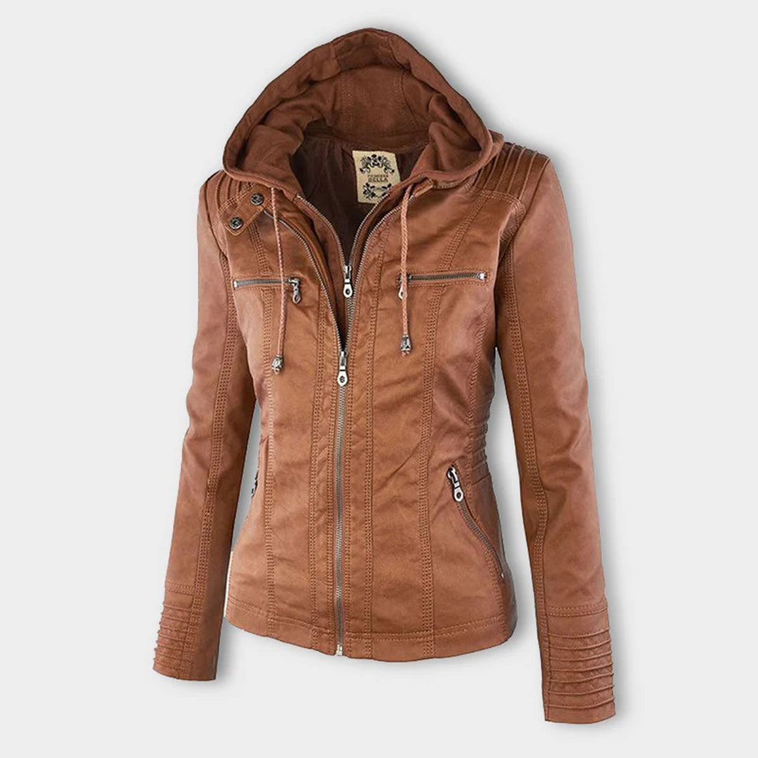 Paula | Chaqueta de cuero moderna con capucha