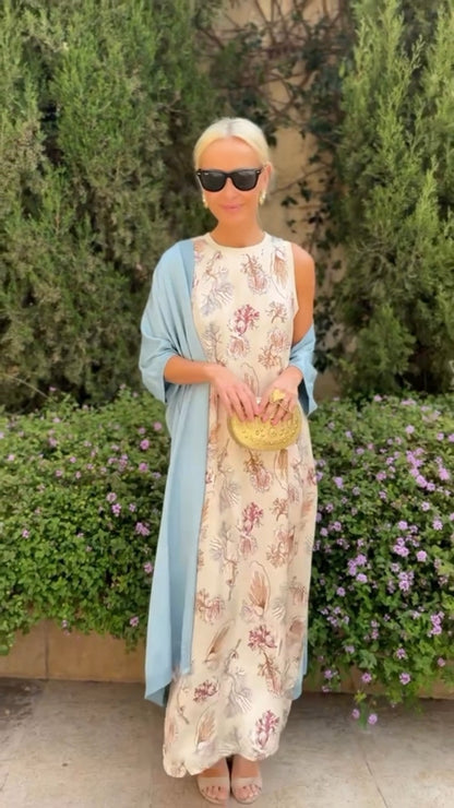Lunaire | Elegante vestido largo con chal a juego