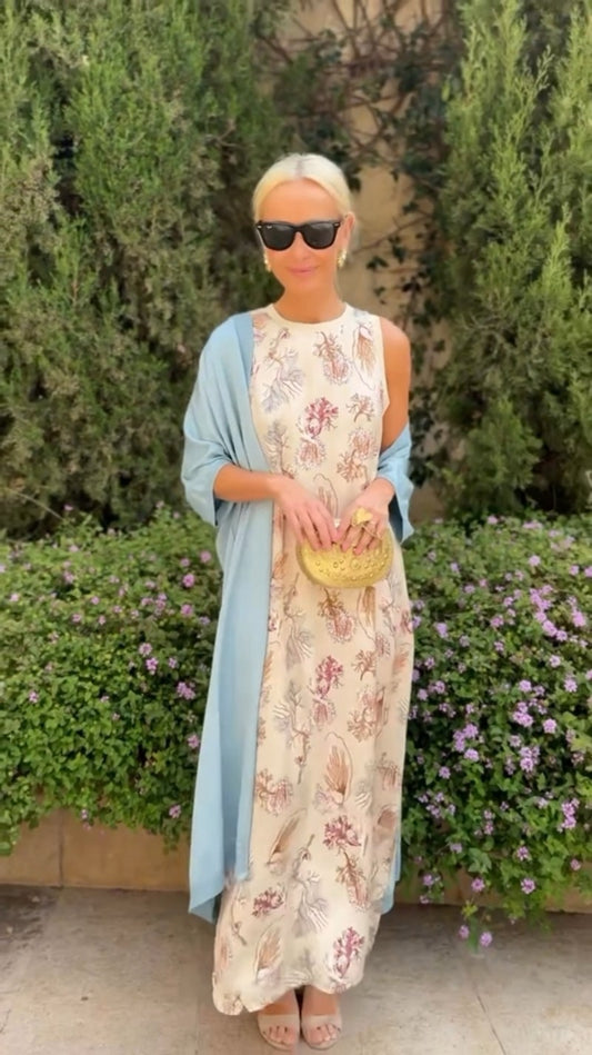 Lunaire | Elegante vestido largo con chal a juego