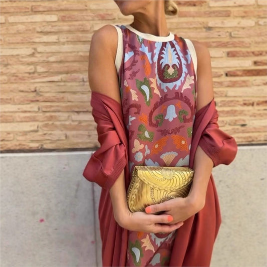 Ainara | Elegante vestido largo con chal a juego