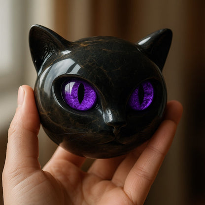 Charm | Escultura repelente de malas auras figura cabeza de gato negro
