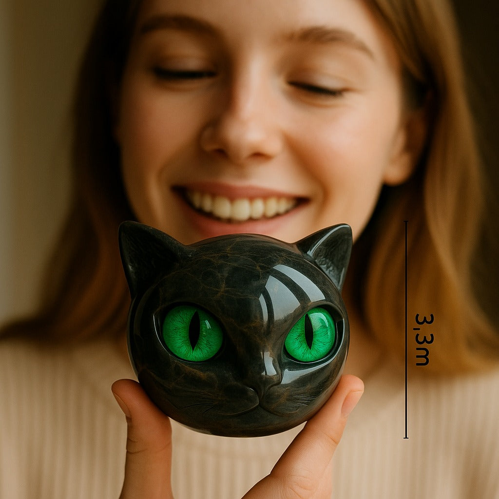 Charm | Escultura repelente de malas auras figura cabeza de gato negro