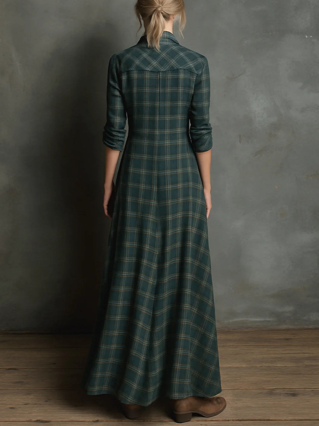 Soraya | Vestido largo a cuadros verde