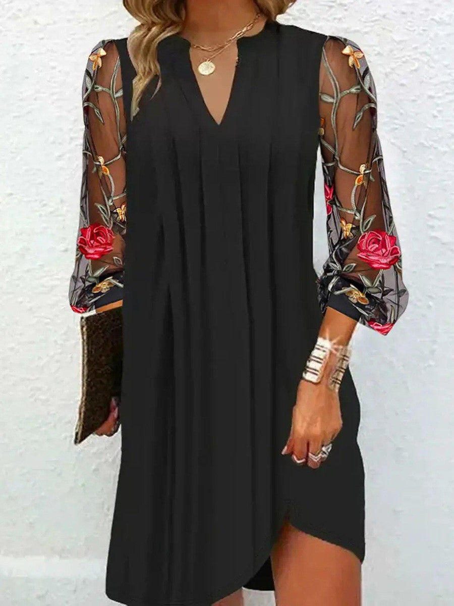 Javea | Vestido elegante con mangas bordadas