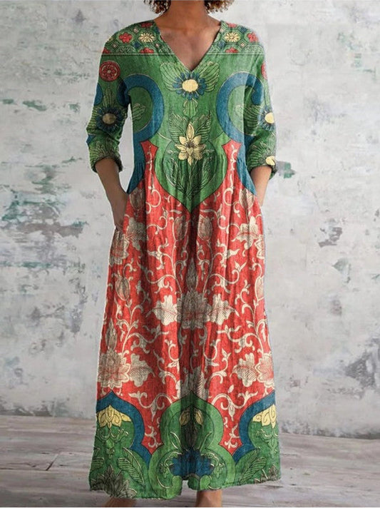 Celeste | Vestido largo con estampado floral vintage