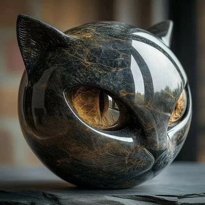 Charm | Escultura repelente de malas auras figura cabeza de gato negro