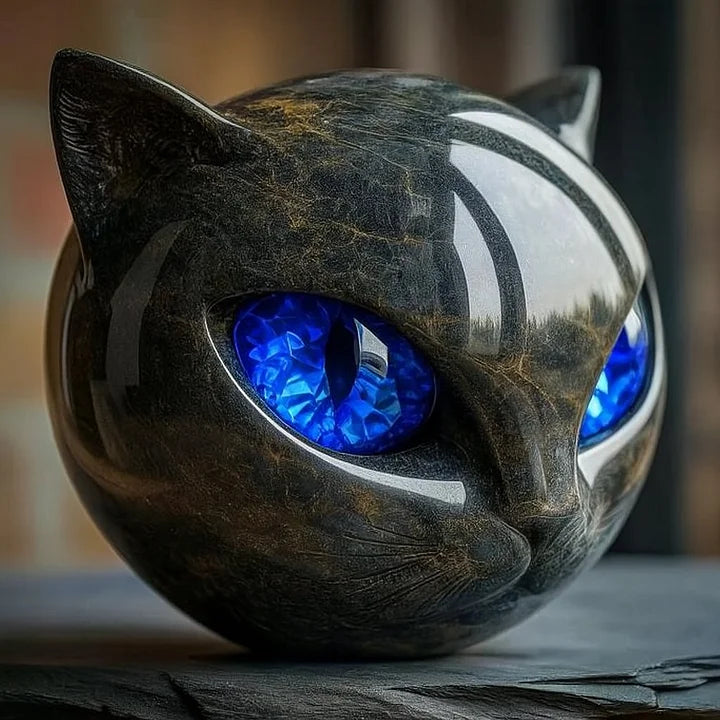 Charm | Escultura repelente de malas auras figura cabeza de gato negro