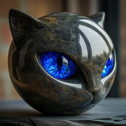 Charm | Escultura repelente de malas auras figura cabeza de gato negro